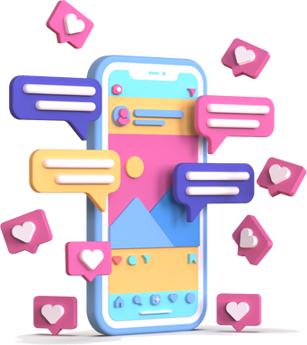 Social Media Communication On Mobile Phone 3D Icon